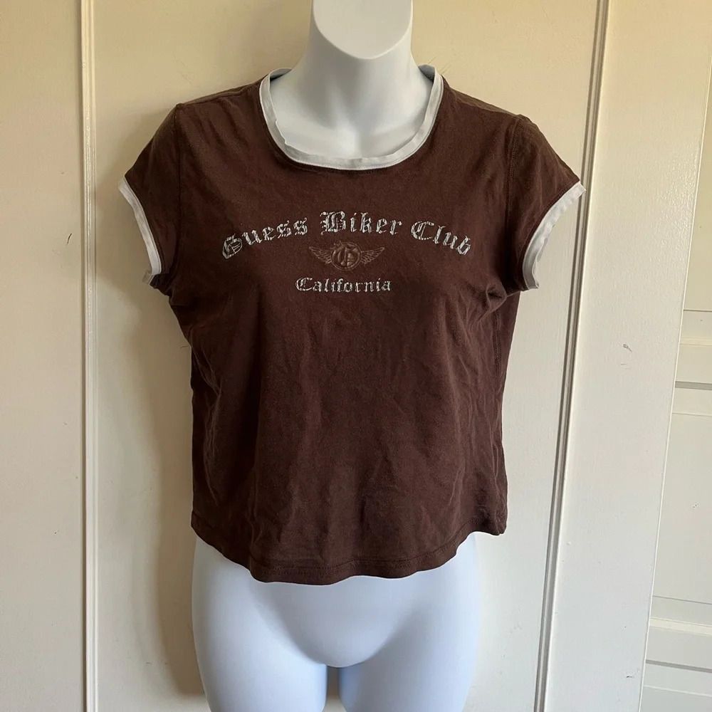 VINTAGE 90's Guess jeans baby tee cropped  shirt - Picture 2 of 8